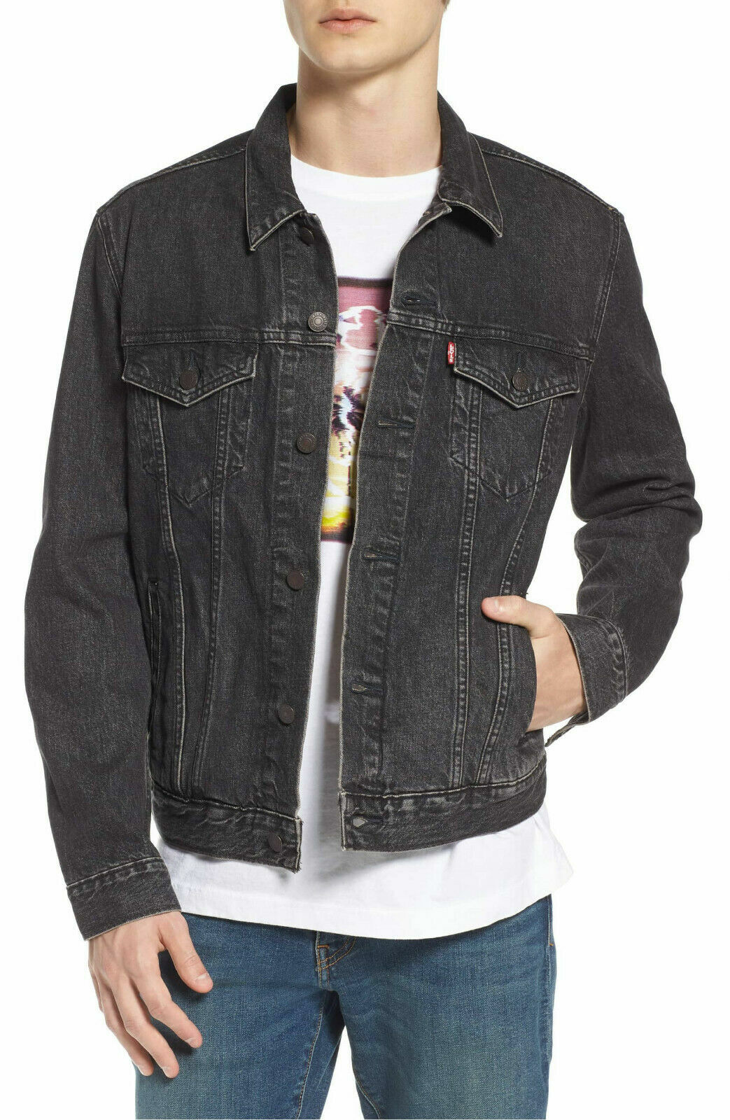

Levis Trucker Jacket Мужская джинсовая куртка на пуговицах Levis Цвет Серый 0305, Levi's Trucker