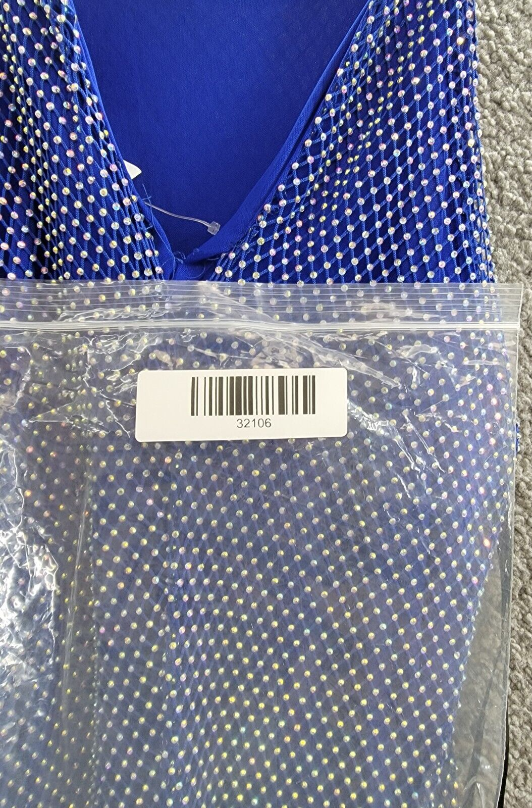B. Darlin Embellished Rhinestone Halter Gown Juniors 5/6 Blue Sleeveless Button - Picture 15 of 15