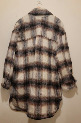 Pre-owned Bcbgeneration Women's Plaid Shirt Shacket Wool Blend Coat Olive Plaid Sz Xl.
