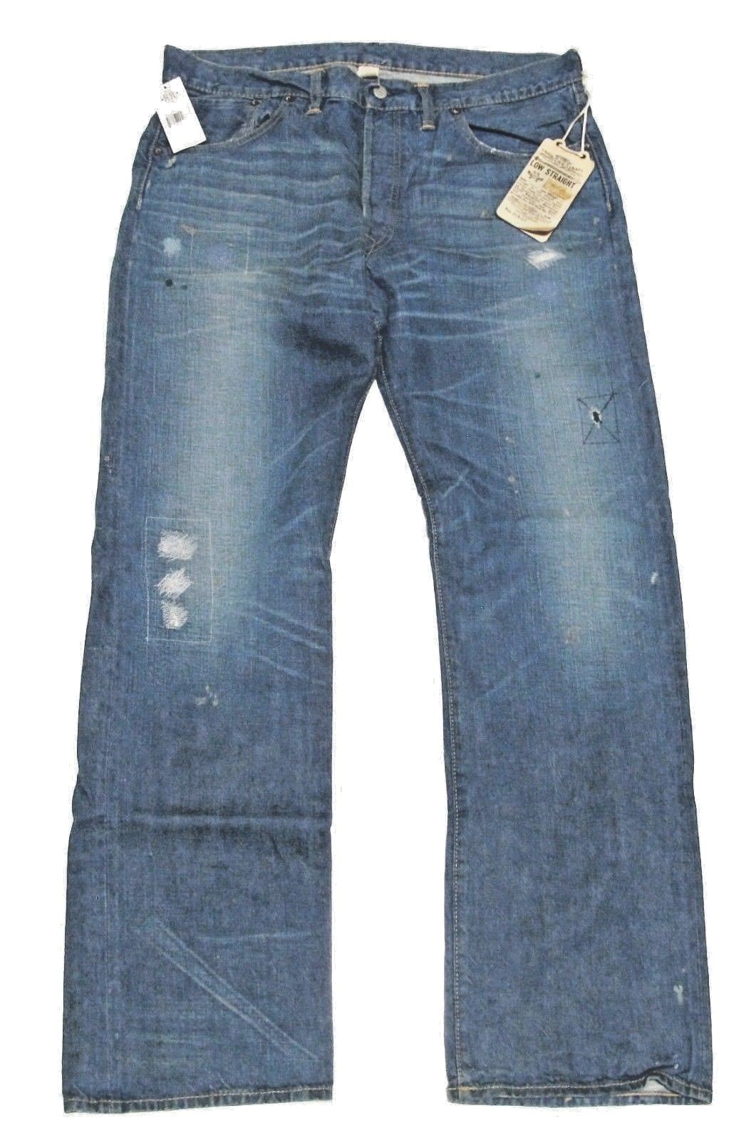 RRL/Vintage Damaged Denim【Low Straight】 Ralph Lauren Denim Supply Patchwork Distress Repaired Jeans