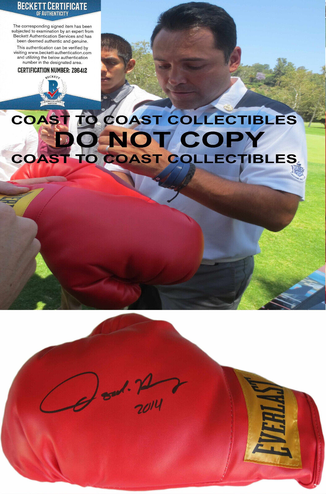 Oscar De La Hoya Golden Boy signed boxing glove proof Beckett COA autographed= Oscar De La Hoya Golden Boy signed boxing glove proof Beckett COA autographed=