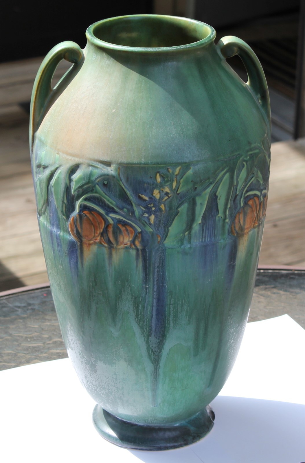 Roseville Green Baneda 600-15 Art Pottery Floor Vase-Must See!