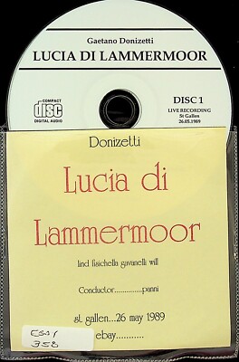 DONIZETTI Lucia di Lammermoor Live 26.5.1989 Panni 2-CD EVA LIND, FISICHELLA