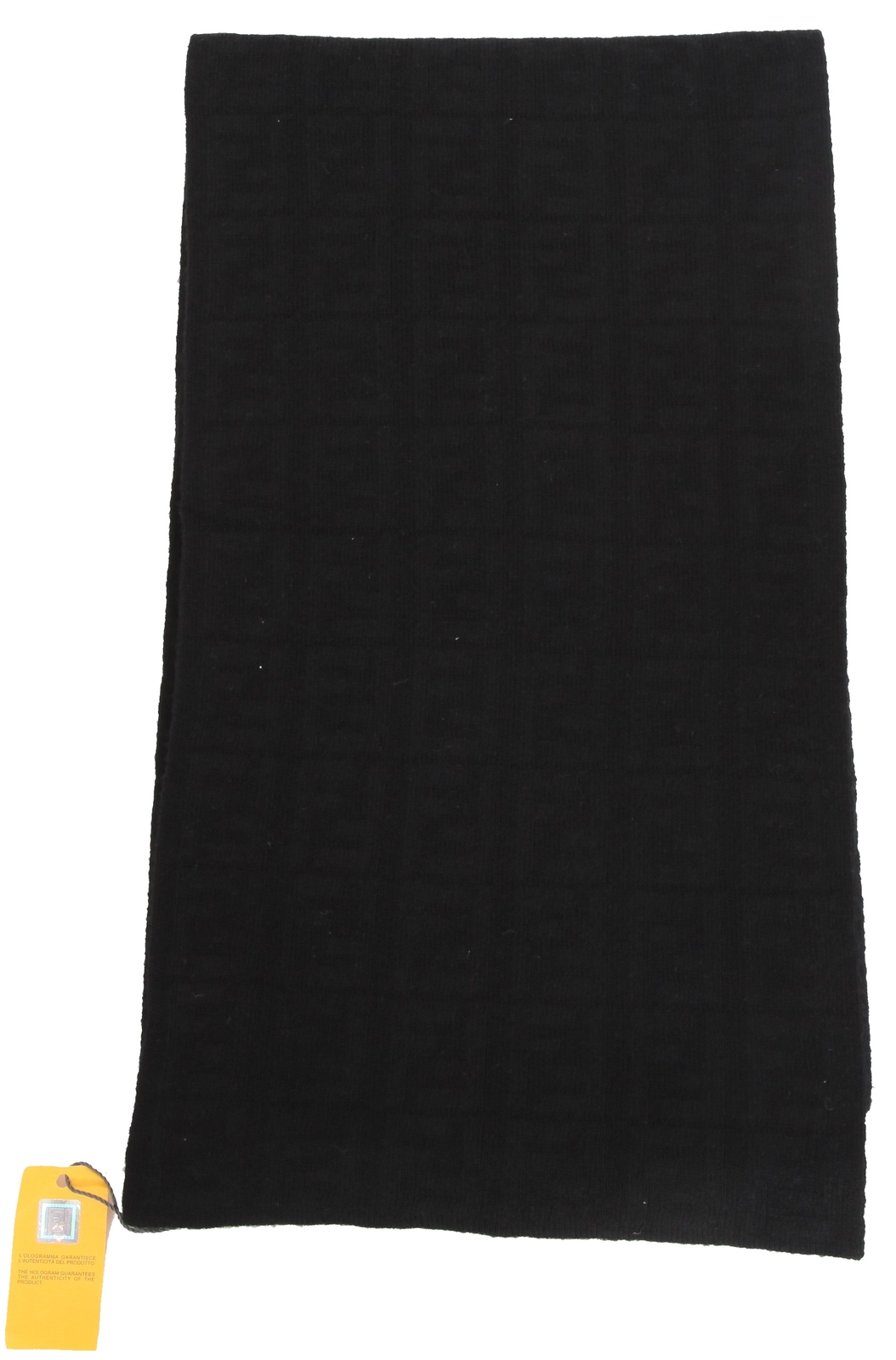 Pre-owned Fendi Men Scarf Shawl 190 Cm X 28 Cm Wool And Cashmere In Black