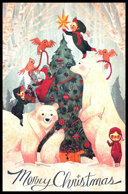 Greeting Card - Bird Elf Polar Bear - Anne Lamblet - Christmas 0889