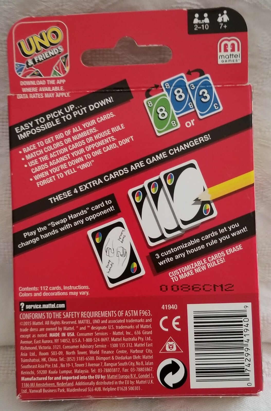 UNO Mattel GET WILD UNO Card Game Classic Customizable Wild Cards New