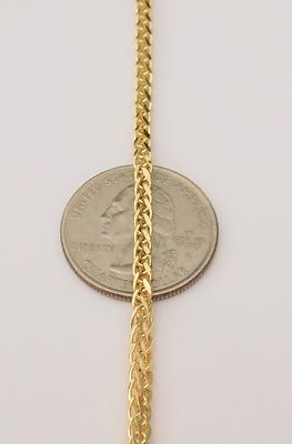 Pre-owned Bracelet 10k Yellow Gold Mans Wheat Foxtail Chain Hollow 7.5 Gram 22" Inch 3mm Unisex