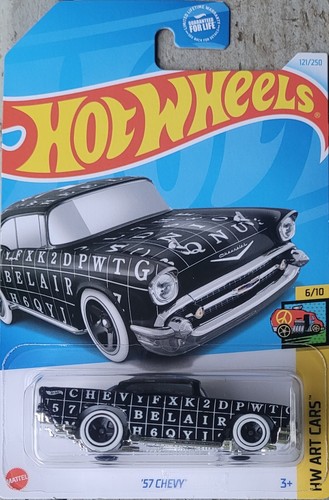 2024 HOT WHEELS 1957 CHEVY #121/ 250 BLACK W/ WHITE LETTERS