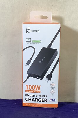 j5create JUP2290 100W PD USB-C Super Charger for Laptop, Notebook, Tablet, Smart