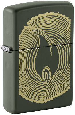 Zippo Wood Ring Design Green Matte Windproof Lighter, 48959