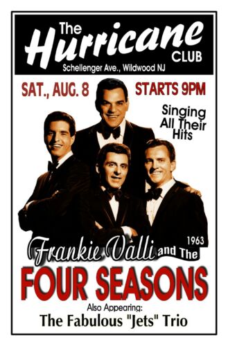 FRANKIE VALLI THE 4 SEASONS 1963 HURRICANE CLUB POSTER Wildwood NJ GIG POSTER