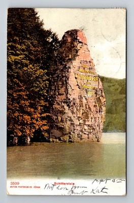 Switzerland- Schillerstein Monument Lake Of Uri Old View Vintage c1906 Postcard