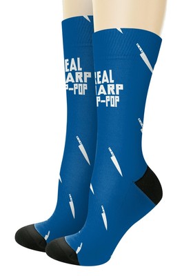 Pop-Pop Appreciation Gift Real Sharp Pop-Pop Knife Pun Crew Novelty Crew Socks