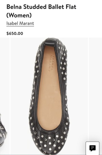 Pre-owned Isabel Marant Black Leather Belna Studded Ballet Flat