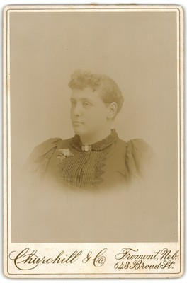 Cabinet Card Circa 1890s Churchill & Co. Lady in Dress Fremont Nebraska