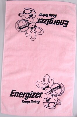 Energizer Bunny Hand Towel Pink Battery Advertising Super Rare Clean New Minty
