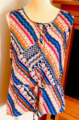 Rafaella Studio Southwest Theme  Blouse Top  Size large Sleeveless Size Large