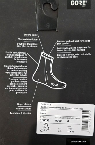 100392 Gore Windstopper Thermo Overshoes XXL 13.5-15 Black SHI Incl.