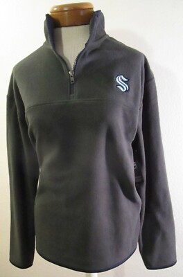 NWT NHL Seattle Kraken Womens 1/4-Zip Fleece Logo Pullover Jacket M Charcoal
