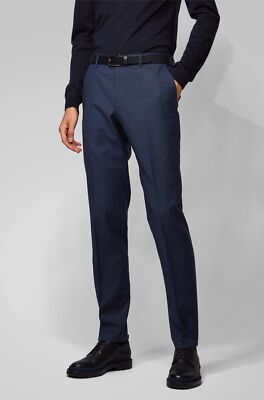 Hugo Boss Men's ''Genesis4' Slim Fit Wool Blue Check Dress Pants 34R