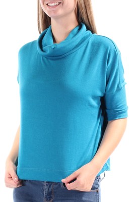 

AMBIANCE APPAREL Женский бирюзовый свитер с короткими рукавами и воротником-хомутом Размер, Turquoise