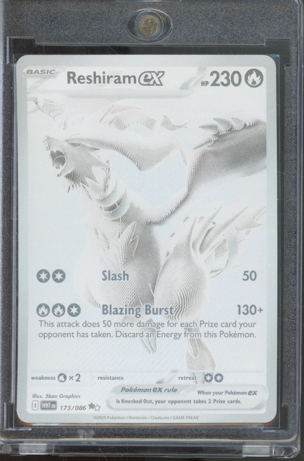 2025 Pokémon Holo White Flare Full Art Reshiram EX 173/86