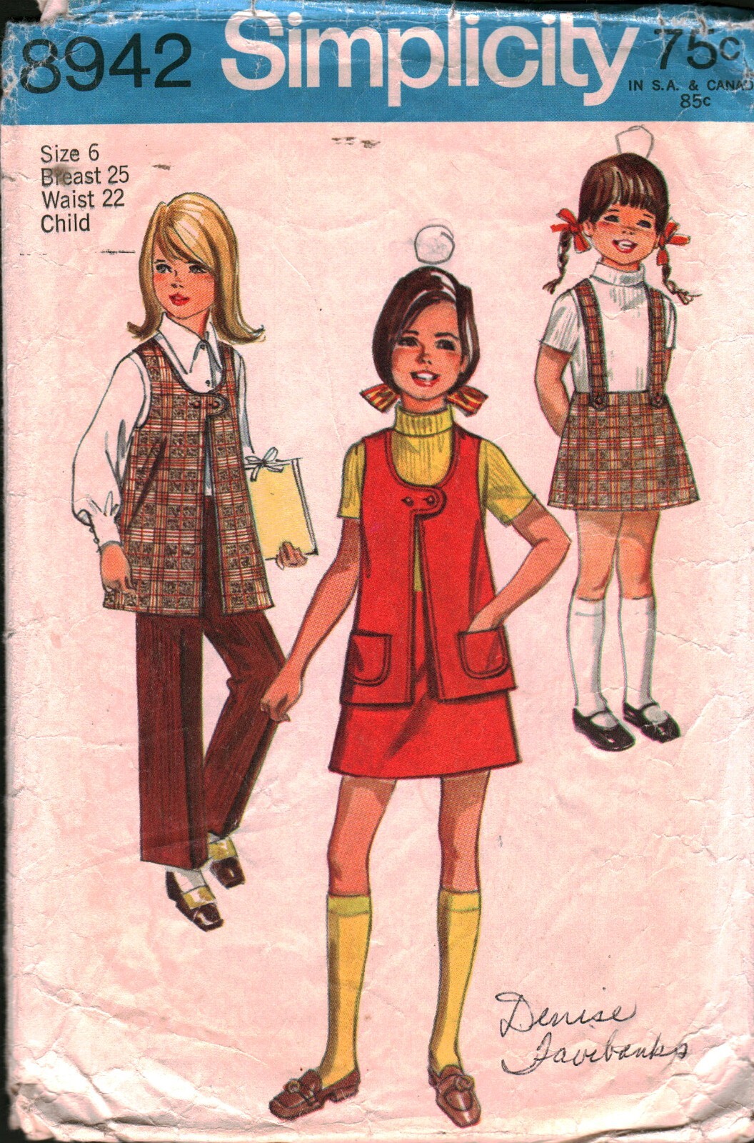 8942 Vintage Simplicity Sewing Pattern Girls Vest Skirt