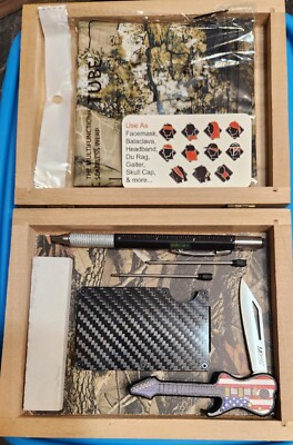 Man's Gift Set with Wooden Box, Knife,Sharpener,Gadgets