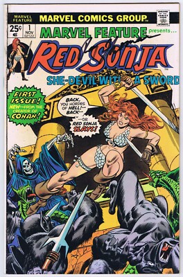 Marvel Feature #1 FN Signed w/COA Roy Thomas Red Sonja 1st Solo 1975 Marvel