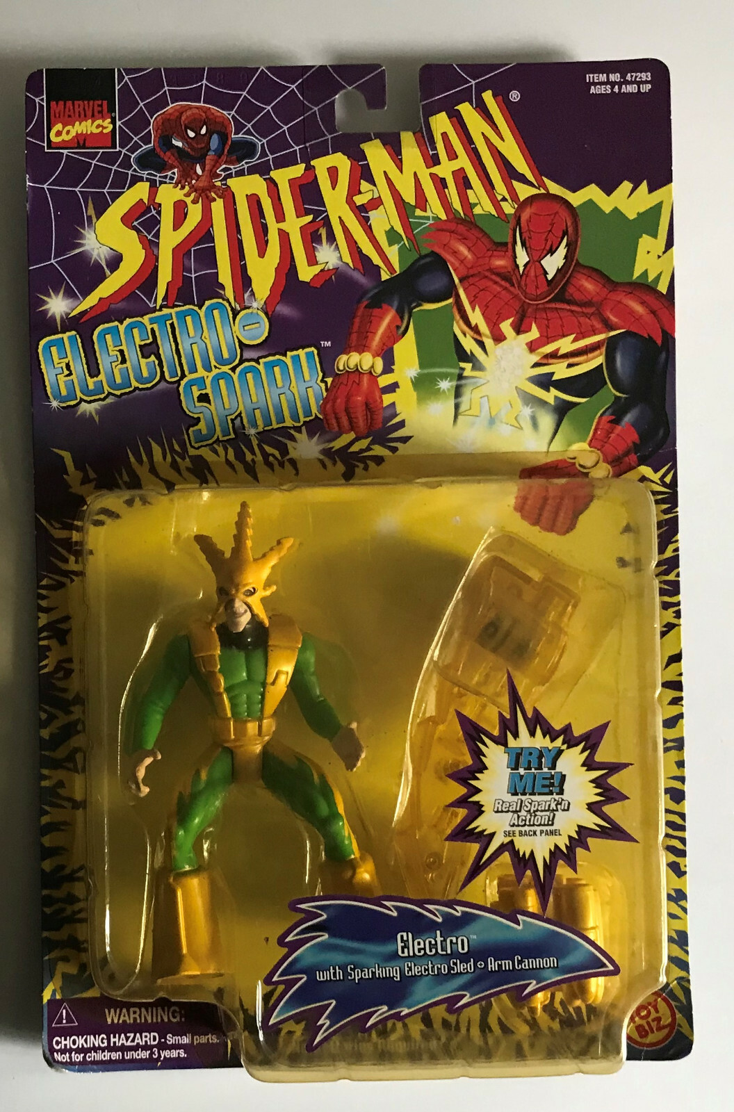 スパイダーマンElectro-SPARK 4体セット☆1997年製☆美品 1997 Spider-Man Animated Series ELECTRO-SPARK SHOCK ACTION