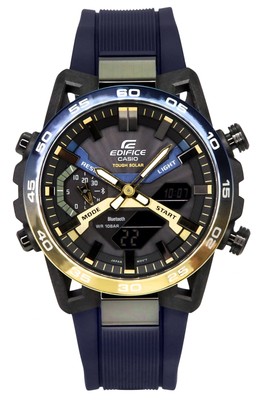 Pre-owned Casio Edifice Black Dial Tough Solar Sports 100m Men's Watch Ecb-2000np-1a