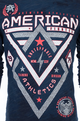 AMERICAN FIGHTER Men's T-Shirt Thermal ALASKA PATTERN Navy Elephant Print S-3XL