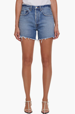 AGOLDE Women's Riley Super High Waist Blue Cutoff Denim Shorts L58518 Size 26