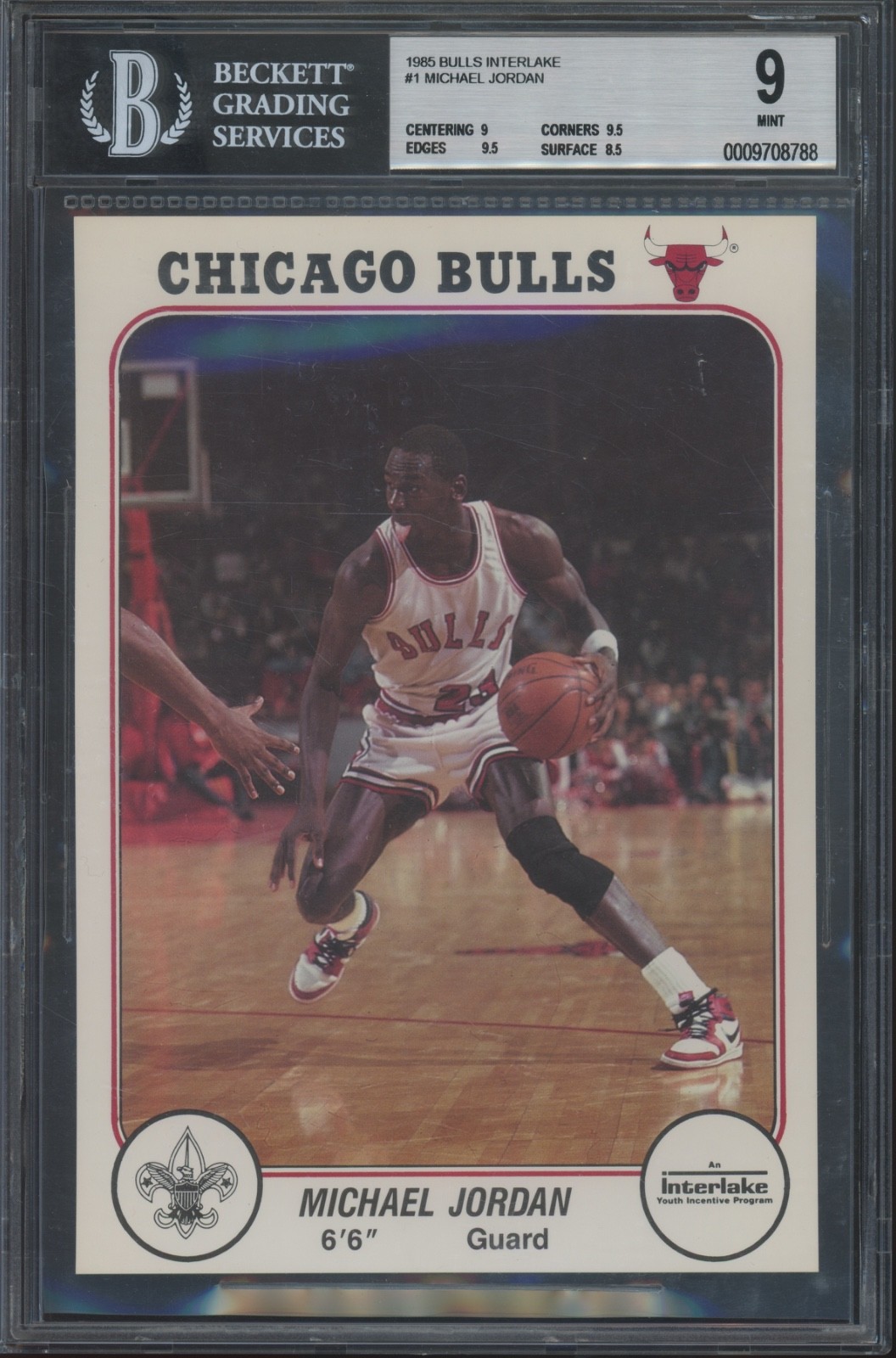1985 Bulls Interlake #1 Michael Jordan 2 9.5 Subs Crossover RC Rookie Mint BGS 9
