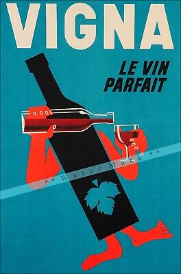 Vigna 1940 The Perfect French Wine Vintage Poster Print Retro Style Home Bar Art