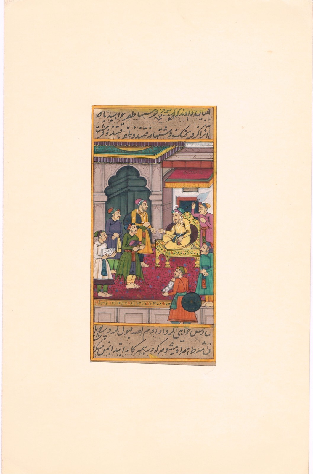 Handmade Indian Miniature Painting Of Mughal Emperor Court