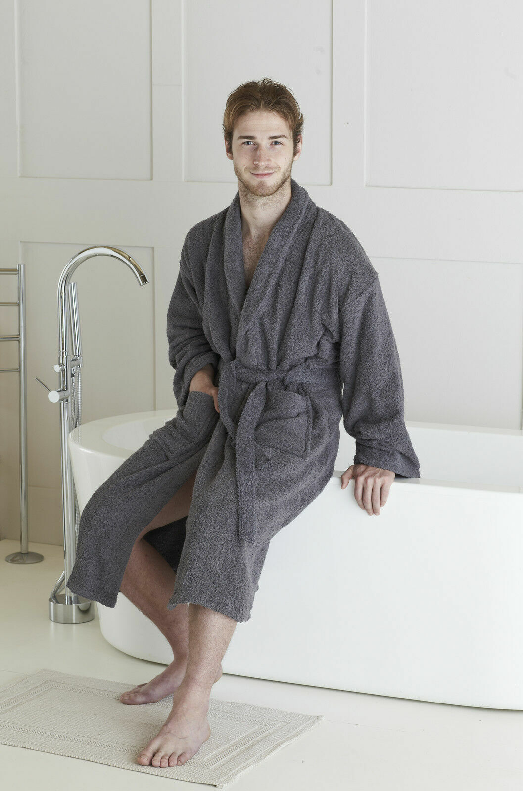 Terry Towelling Bath-Robe Dressing Gown 100% Egyptian Cotton Shawl Bathrobe | eBay