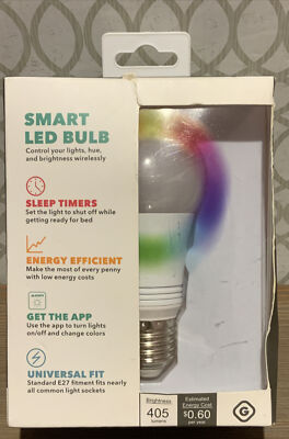   Smart LED Bulb,Sleep Timers,Energy Efficient,Get The App,New*distressed box