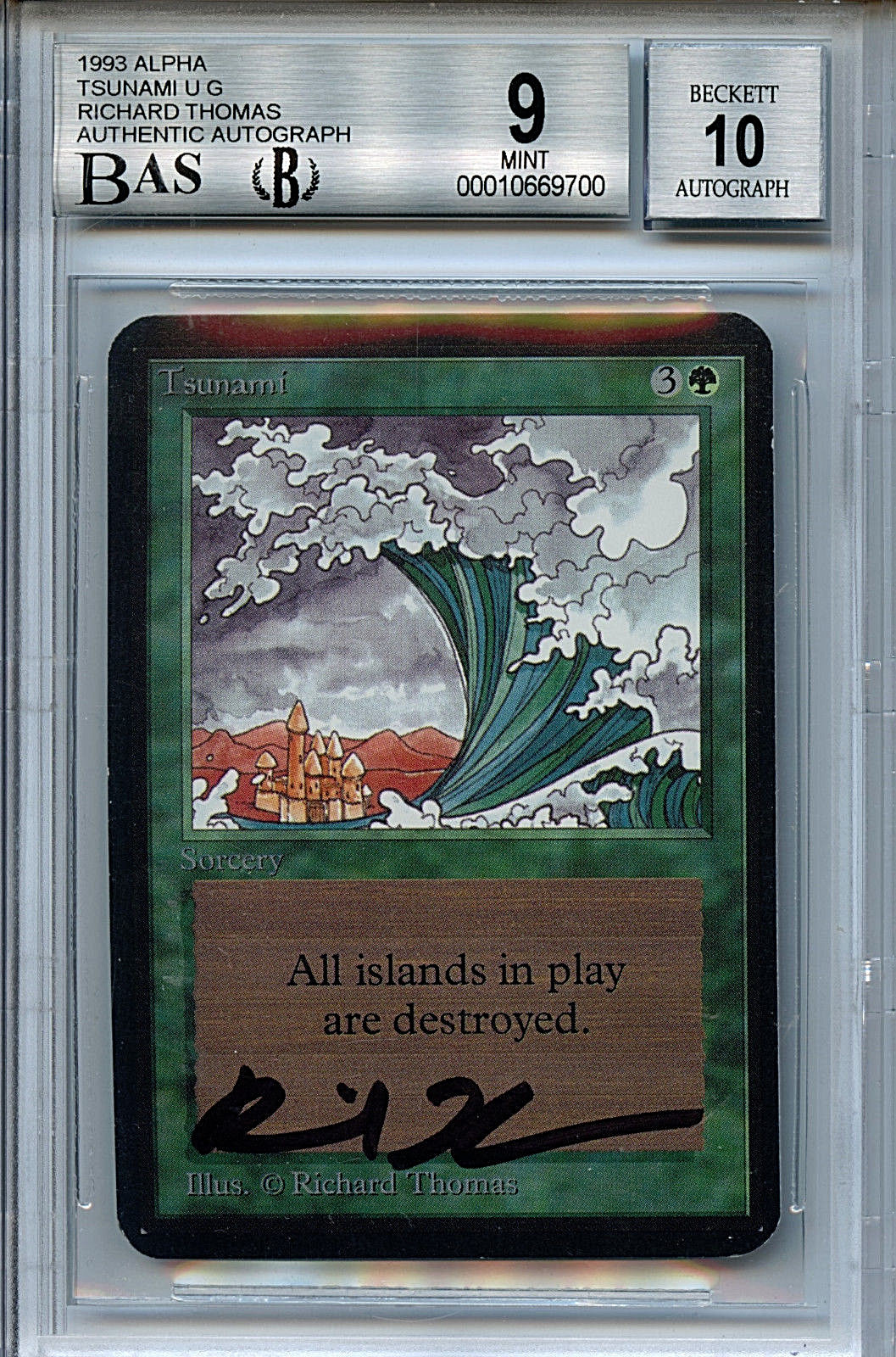 MTG Alpha Tsunami BGS 9.0 (9) Mint Signed 10 Magic Card WOTC