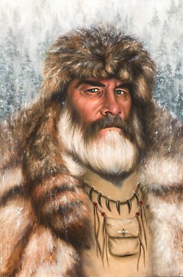 Mountain Man painting Artwork Fur Trapper Canvas Print