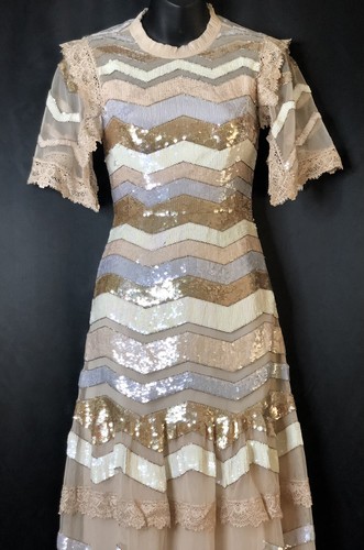 Pre-owned Anthropologie Bhldn X Needle & Thread Alaska Sequin Maxi Dress $729 Sz 0 In Pink