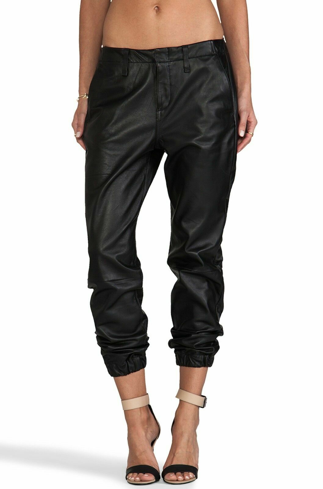 Pre-owned Rag & Bone Sz 30 Black Lamb Leather Pajama Jean Jogger Pants Large W1609l008