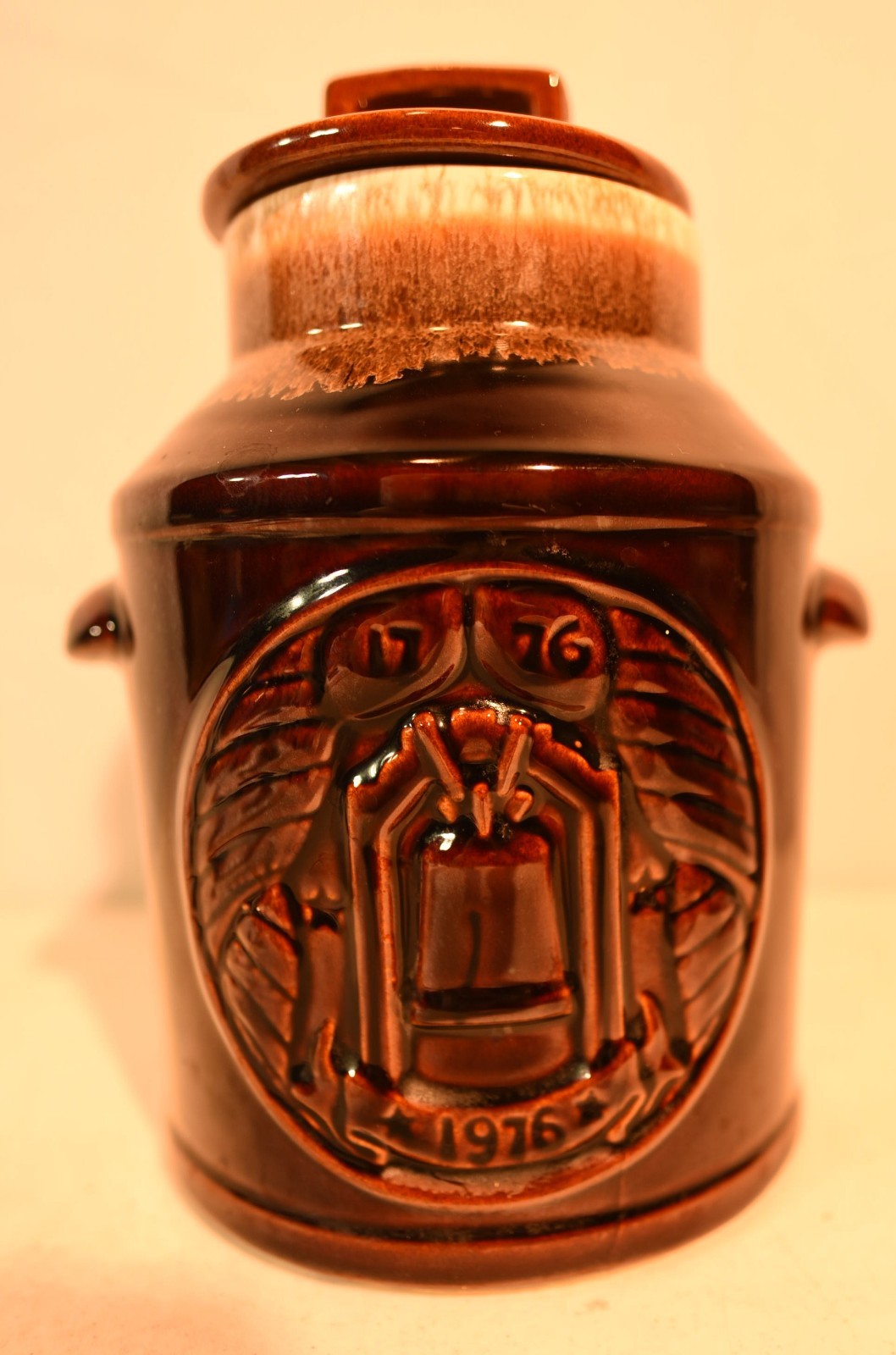 Mccoy Pottery Bicentennial Cookie Jar Liberty bell 1776 1976 Brown