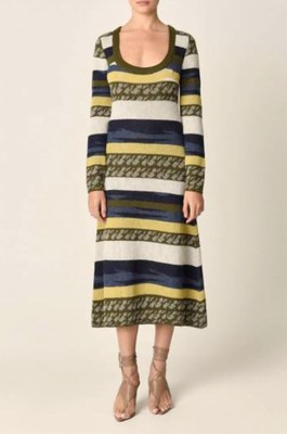 Pre-owned Silvia Tcherassi Marcelina Midi Dress In Green/multi - Size M