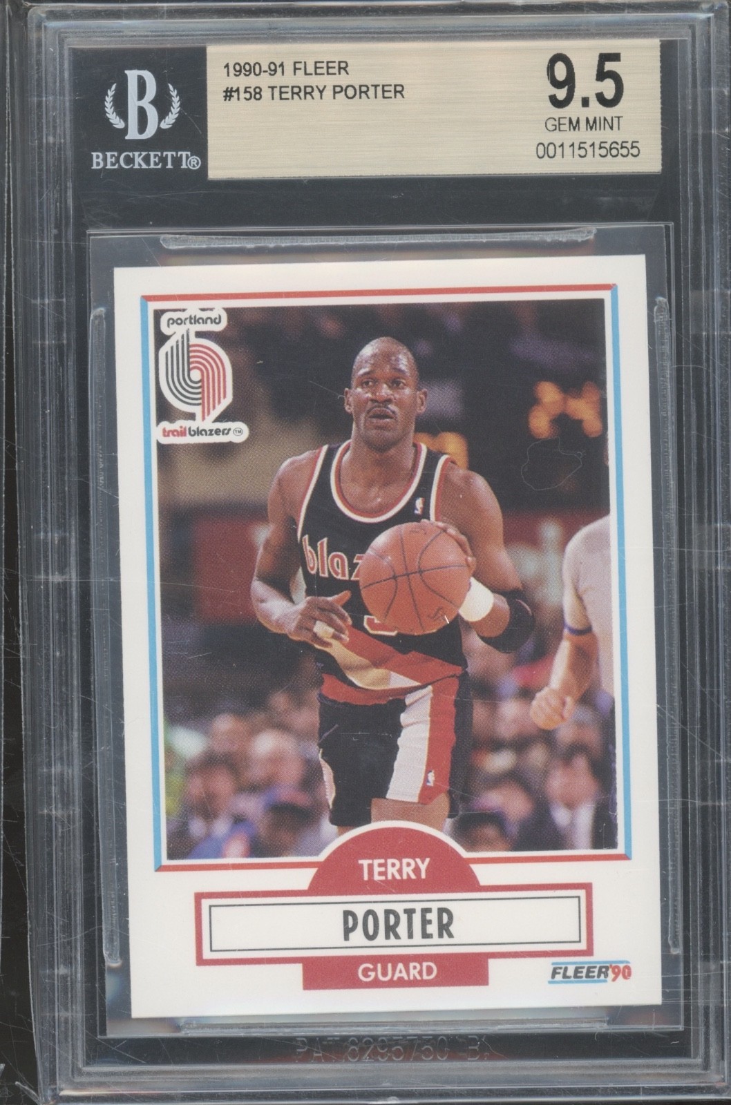 1990 Fleer Basketball #158 Terry Porter Gem Mint BGS 9.5