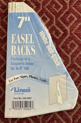 LINECO 7'' EASEL BACKS NEW WHITE SELF STICK (SUPPORTS 9'') 10 PACK-5CT, NEW