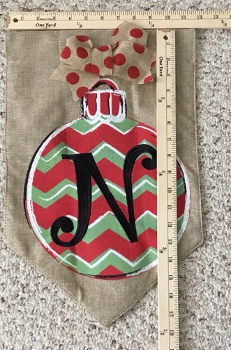 Burlap Christmas N Monogram Outdoor Garden Flag