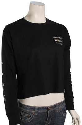 

Женская укороченная футболка Salty Crew Bruce LS — черная — новинка, Черный