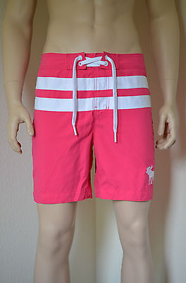Abercrombie & Fitch Morgan Mountain Swim Board Shorts Pink Stripe S 30" RRP £54