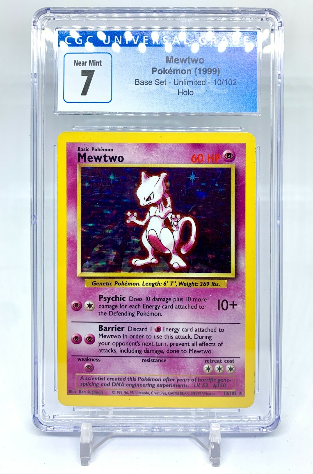 Mewtwo Holo 10/102 - 1999 Pokémon WOTC Mewtwo Vintage Pokemon (1999) Base Set WOTC Holo 10/102 CGC